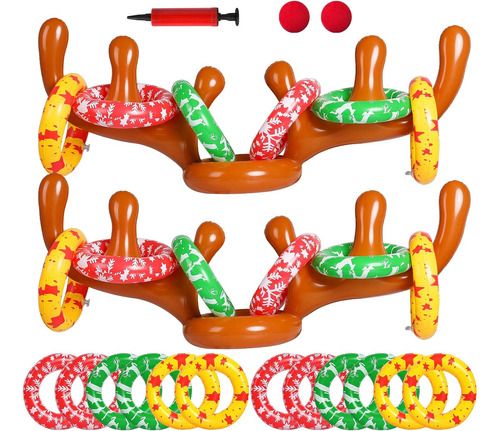 Juego Inflable De Navidad Cuernos De Reno Y Anillos Para Niñ