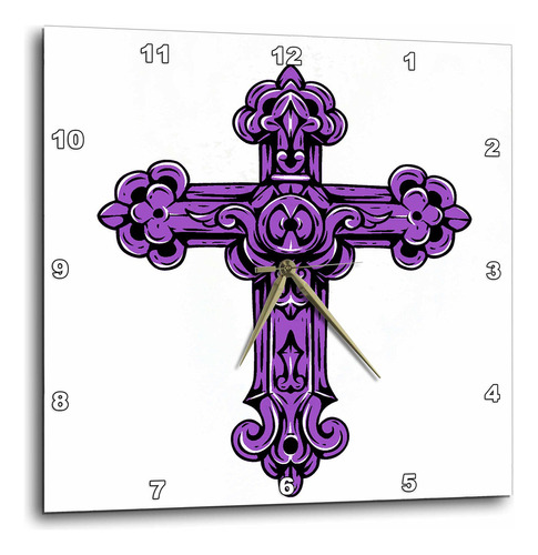 3drose - Reloj De Pared, Diseño De Cruz Religiosa, Color