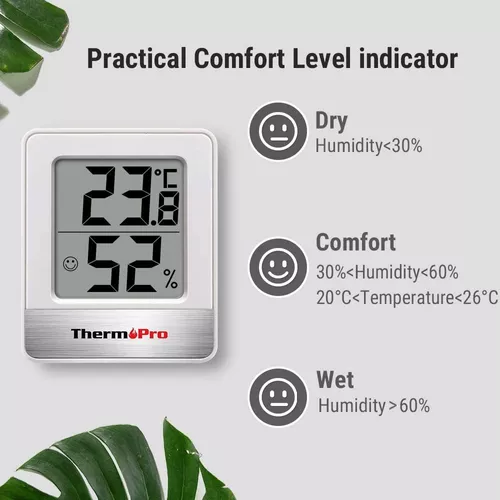 ThermoPro TP49 - Termómetro higrómetro digital para interiores, medidor de  humedad, mini termómetro higrómetro con monitor de temperatura y humedad