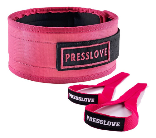 Imagen 2 de 8 de Cinturon Cinto Lumbar Gym + Straps Cintas Agarre Presslove