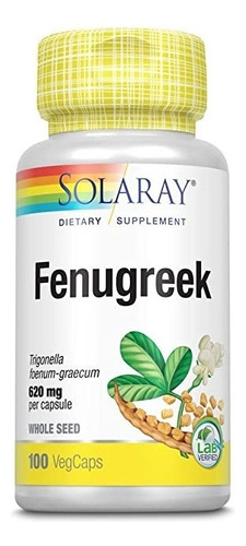 Fenogreco 620mg 100cps Solaray - U - Unidad a $1704