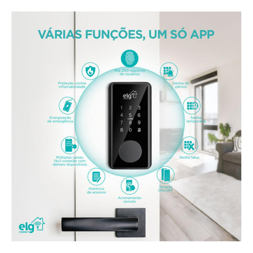 Fechadura ELG Digital Embutir Aplicativo Inteligente Wifi