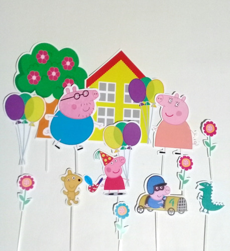  Topper Adorno Para Torta Pepa Pig Casa 