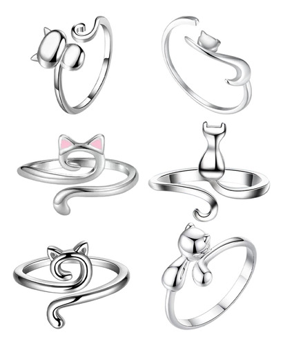 Anillos De Gatito, Anillo Abierto Ajustable, Anillo De Dedo