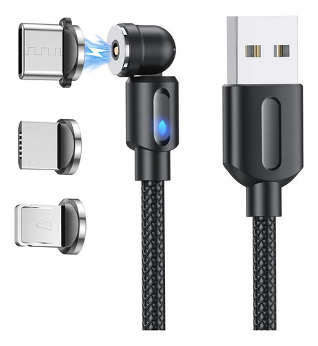 Cable Usb Magnético Carga Rápida+datos 3 En 1 Giratorio 540°