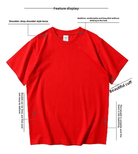 Camiseta De Verano De Manga Corta De Algodón Con Cuello Redo