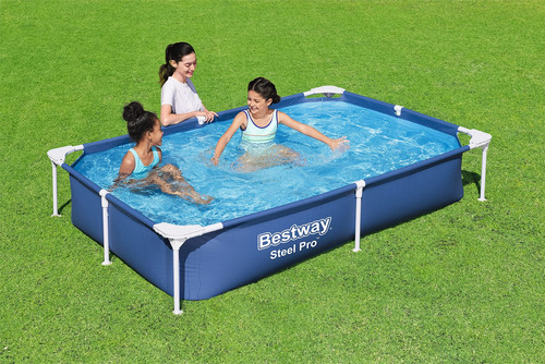 Piscina Rectangular Desmontable Para Niños Acero Azul