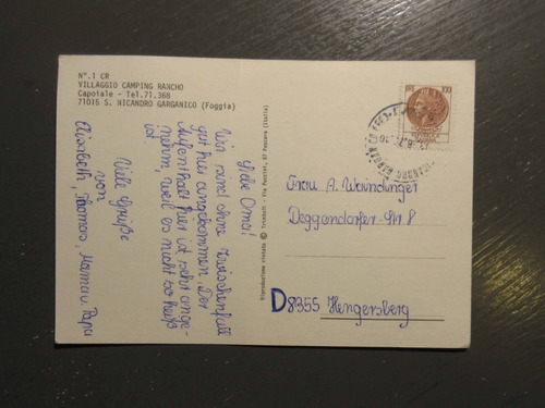 Postal Antigua Italia Enviada A Alemania Decada '70