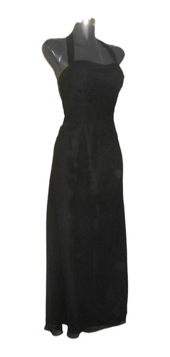 Vestido Importado Negro Varilado Fina Gasa Halter T-9 