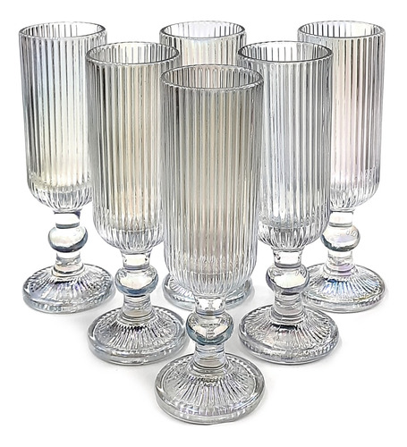 Set De 6 Copa Tipo Flauta Para Champaña Venecia Cristal 6oz