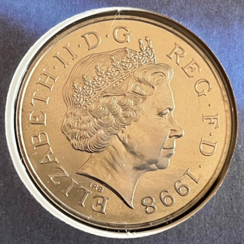 Moeda Ofic 5£ 1998 50 Anos Príncipe Charles Lacrada -encarte