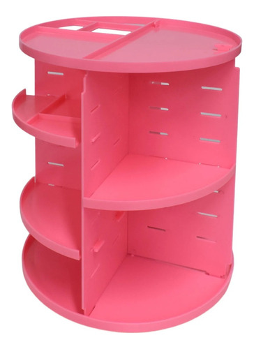 Organizador Porta Maquillaje Skincare Cosméticos Giratorio Color Rosa