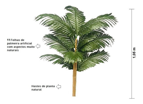 Imagem 2 de 4 de Planta Artificial Palmeira Modelo Real Toque