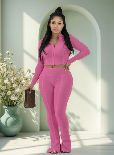 Conjunto De Pantalones Delgados De Dos Piezas A La Moda Para