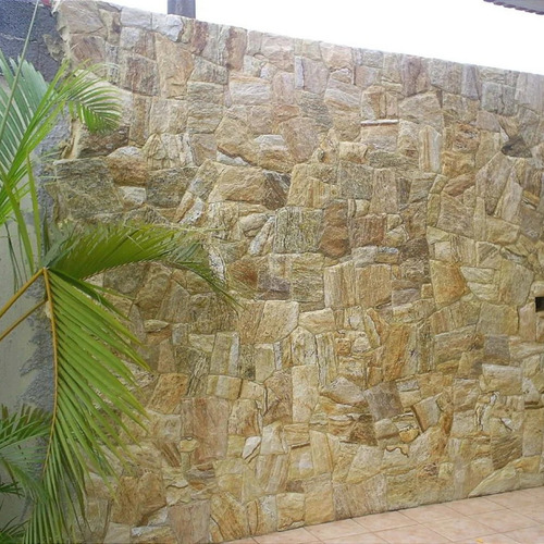 Pedra Madeira Irregular Revestimento Parede Ipatinga Amarelo Natural