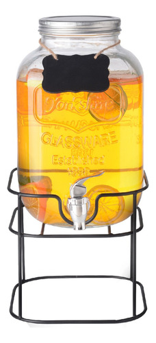 Dispensador Bebidas 5 Litros Mason Jar Vitrolero Base Metal Color Transparente