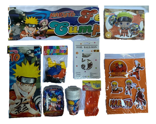 Kit Naruto Set Decoración Fiestas Personajes Infantil 
