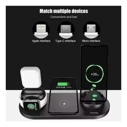 Estacion Carga Inalambrica 6en1 Compatible iPhone Samsung