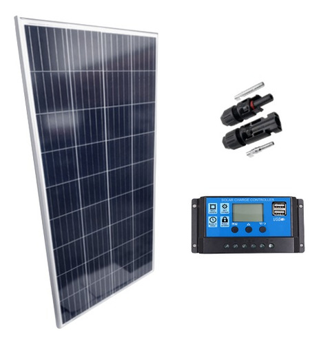 Kit Placa Solar 150w Controlador 10a Lcd