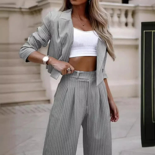 Para Elegante Conjunto De Traje A Rayas De Moda De