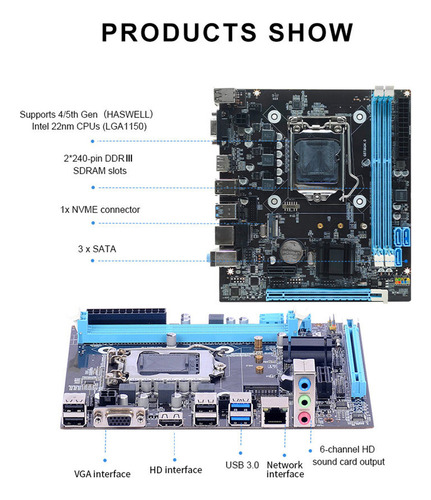 Placa Base H81 Micro-atx Lga1150 2 Ddr3 De 16 Gb For Scrit