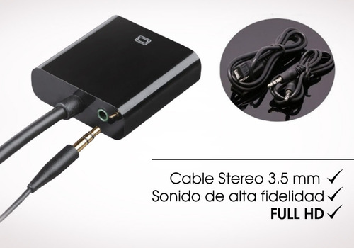Imagen 4 de 9 de Cable Conversor Hdmi A Vga Full Hd Adaptador + Audio Sonido