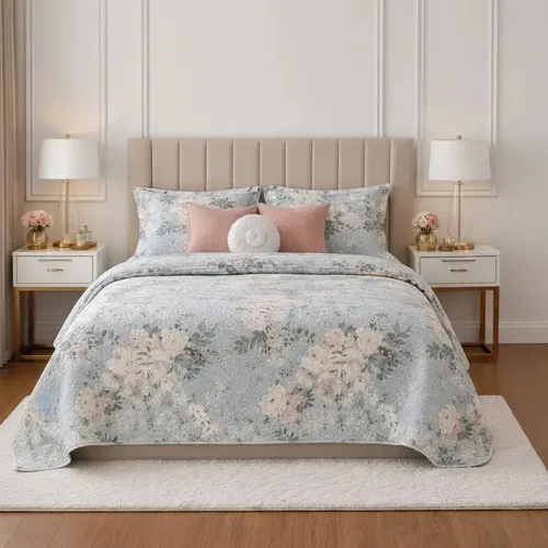 Colcha Milão Casal Queen 3 Peças Matelada Cores Vivas Cor Dolce Vitta Florido