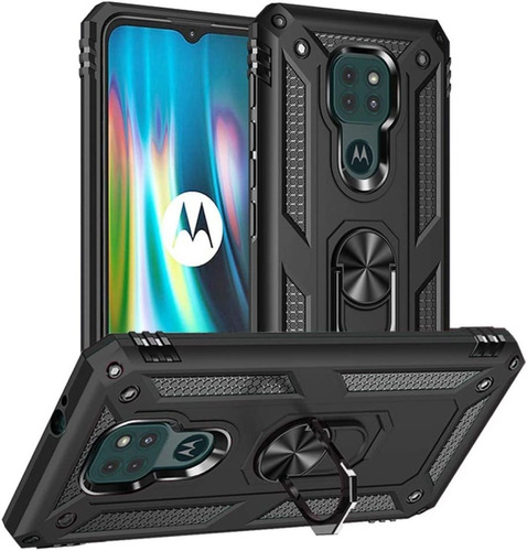 Funda Uso Rudo Para Moto G9 Play / E7 Plus + Cristal Templad