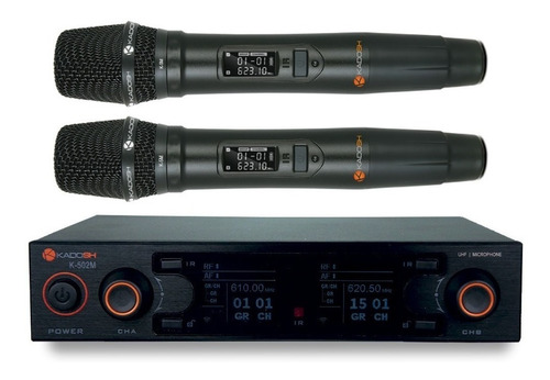 Microfone de Mão Duplo Sem Fio Kadosh K-502M Dinâmico