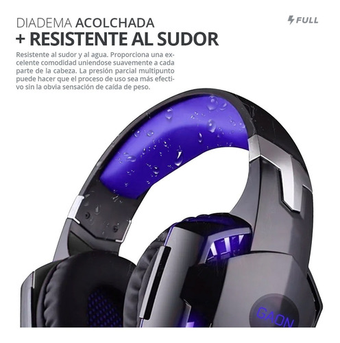 Imagen 3 de 7 de Auriculares Gamer Con Luz Led Super-bass Gaon Innovación