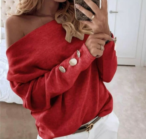 Sweater Remera Cuello Bote Lanilla Mujer