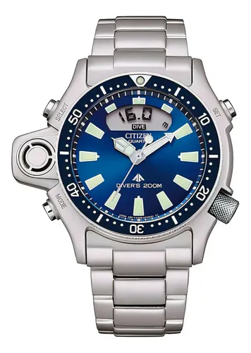 Relógio Citizen Promaster Aqualand Jp2000 67l Azul + Azul Prateado