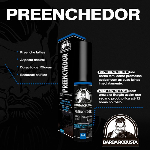 Imagem 2 de 9 de Escurecedor De Barba Preeche E Cobre Falhas + Shampoo