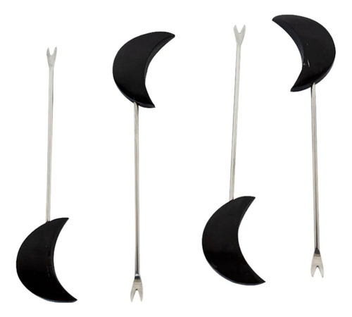 Juego 4 Palillos Botaneros Brang Luna Negra Acero Inoxidable