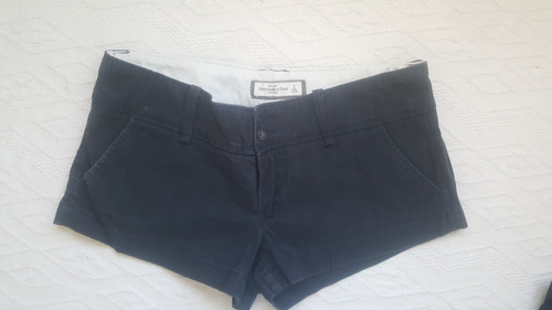 Short Abercrombie T 2 Americano Azul De Gabardina Impecable 