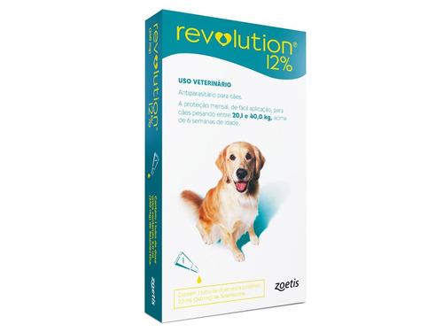 Revolution 12% Cães 20,1 - 40kg - 1 Pipeta Zoetis - Full