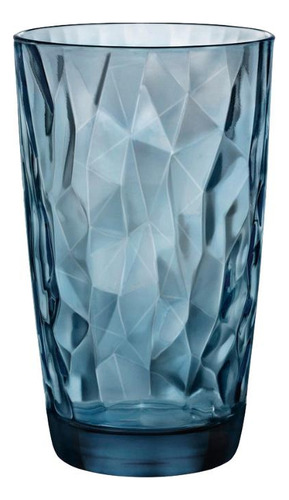 Copo Alto De Vidro Bormioli Rocco 470ml Azul Diamond 6 Peças