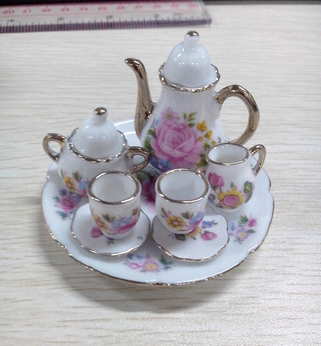 . Juego De Tazas For Té Y Café Dollhouse En Miniatura Con