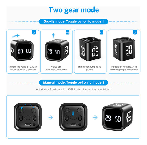 Temporizador Digital Plegable Con Sensor De Gravedad Para Es