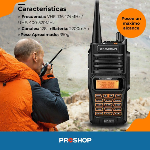 Imagen 9 de 10 de Handy Baofeng Uv 9r 8w Uhf Vhf Ip67 - Resiste Agua Modelo Nuevo