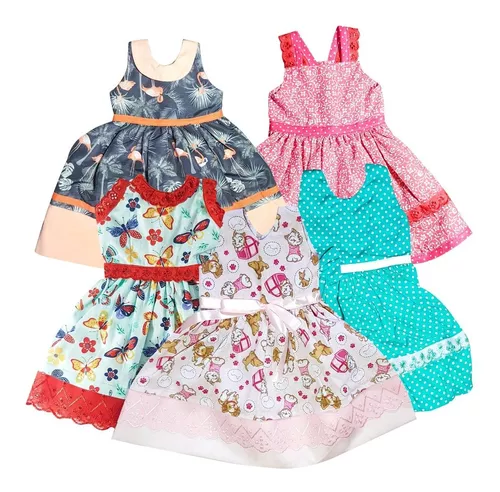 Kit 5 Vestidos Roupa P/ Bonecas Bebe Realista Reborn 50-58cm