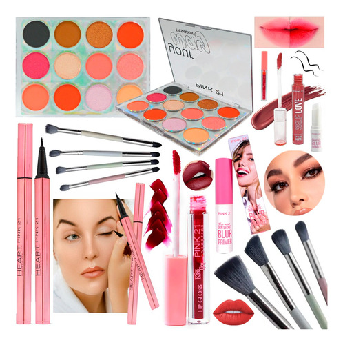 Set De Maquillaje Pink 21 Original Make Up Profesional Anmat