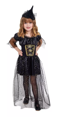 Fantasia Halloween Infantil Bruxinha com Tiara - Extra Festas