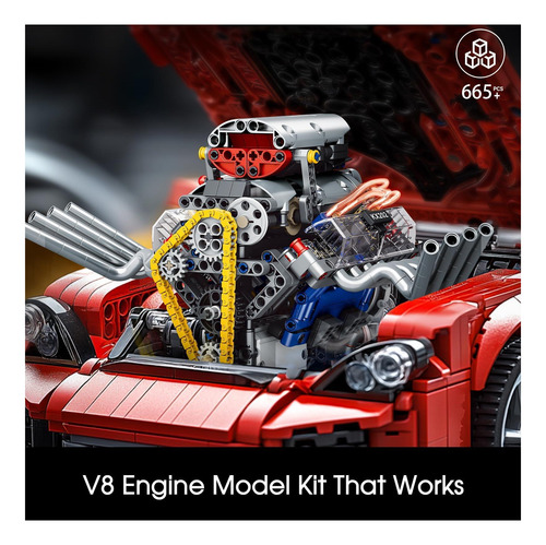 Kit De Modelo De Motor Bricxor V8 Que Funciona, Controlado E
