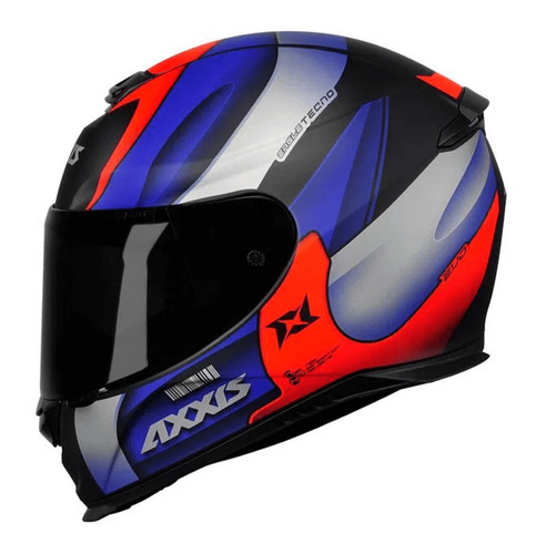 Capacete Para Moto Axxis Eagle Tecno Matt Preto Vermelh Azul