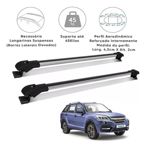 Rack De Teto Travessa Bagageiro Lifan X60 2013 Slim Prata