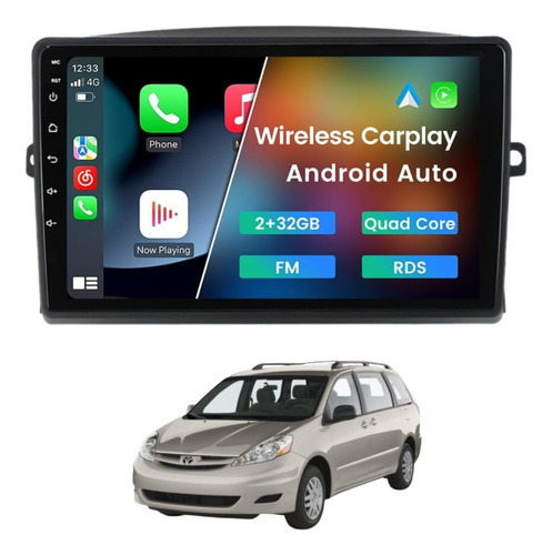 Estereo Android Toyota Sienna 2005 Android Auto & Carplay