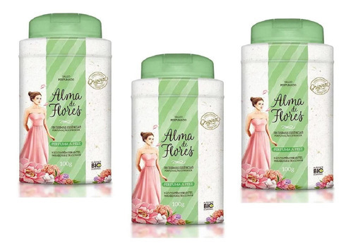 Kit 3 Talco Alma De Flores Finíssimas Essências Memphis 100g