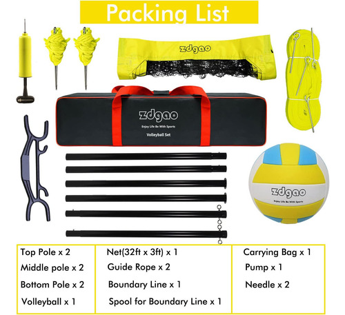 Zdgao Volleyball Net Set, Professional, Outdoor