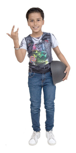 Disfraz Niño Halloween Playera Sublimada De Motociclista